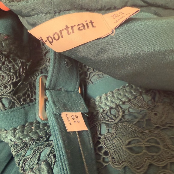 self portrait TEAL LACE BODICE MIDI DRESS - Picture 12 of 16